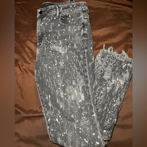 Alexander Wang  Black Distressed Paint-Splatter Jeans